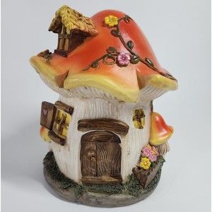 Woodland Fairy Garden Village Orange Mushroom House Cottage Cottagecore Cute